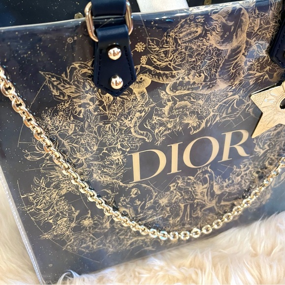 Dior Tote Shopping Tote with PVC Cover & Crossbody Chain Star Dior Star Charm - Picture 6 of 11